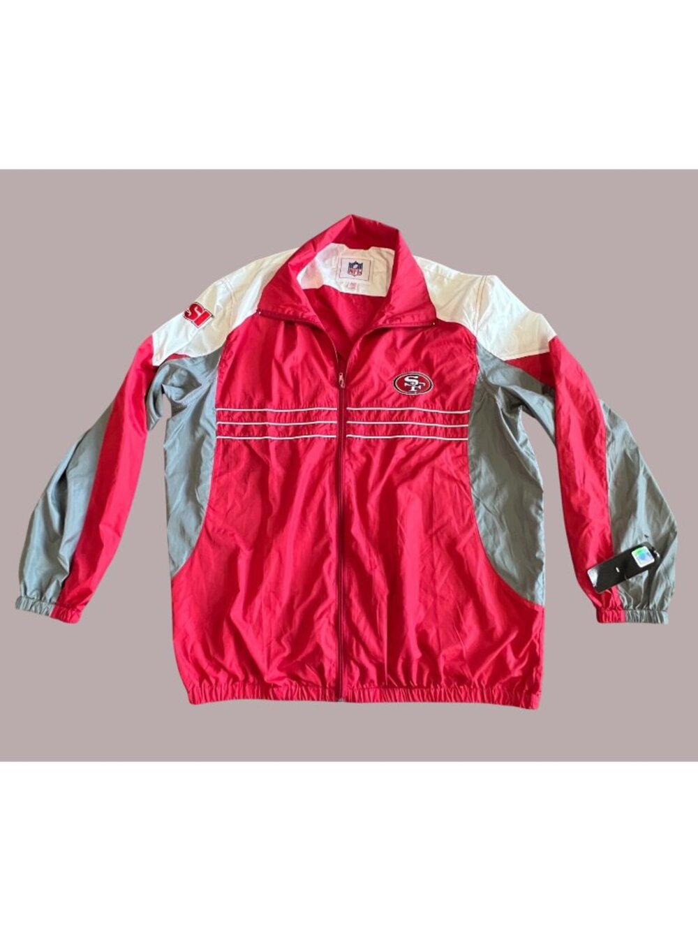 NFL 49ers Red Windbreaker Jacket XL With Tags Team Apparel Polyester
